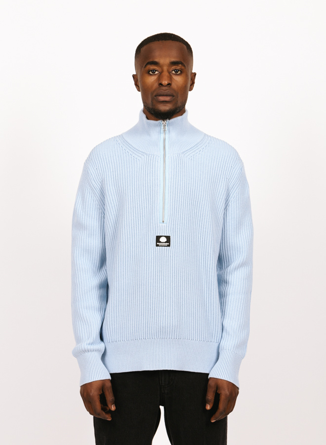 New Amsterdam Surf Association Half Zip Knit Light Blue - GRAIL