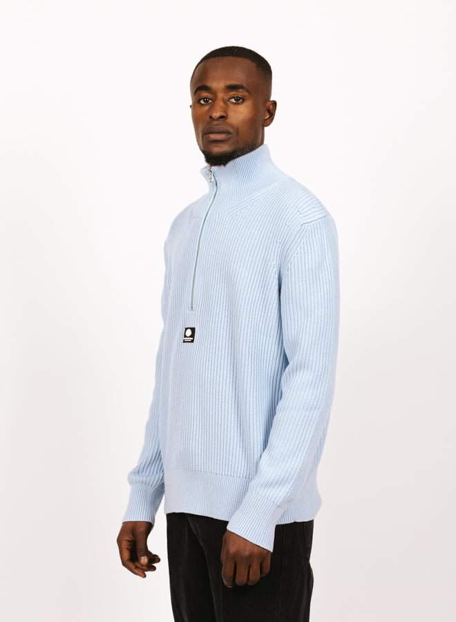 New Amsterdam Surf Association Half Zip Knit Light Blue - GRAIL