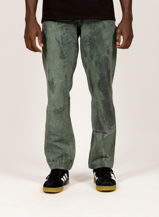 Olaf Garment Dyed Workwear Pants Green - GRAIL