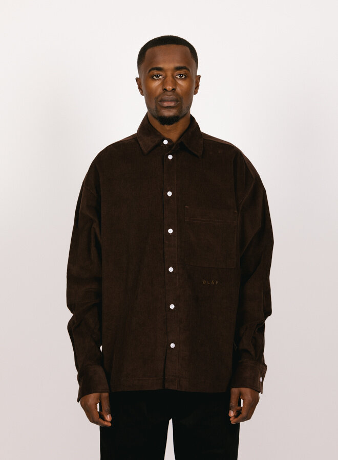 OLAF Corduroy Boxy Shirt Choco Ganache