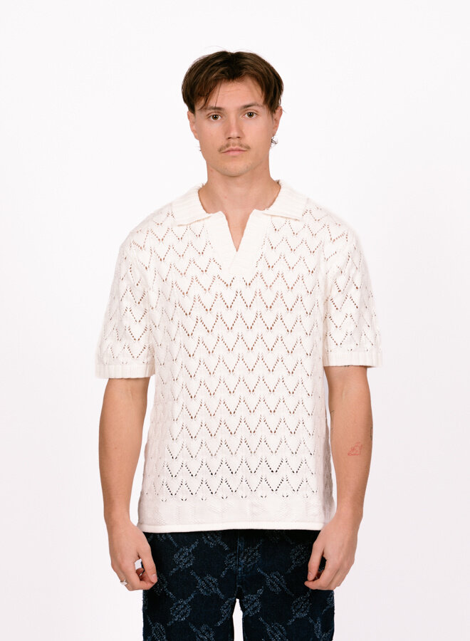 Yinka Relaxed Knit Ss Polo White
