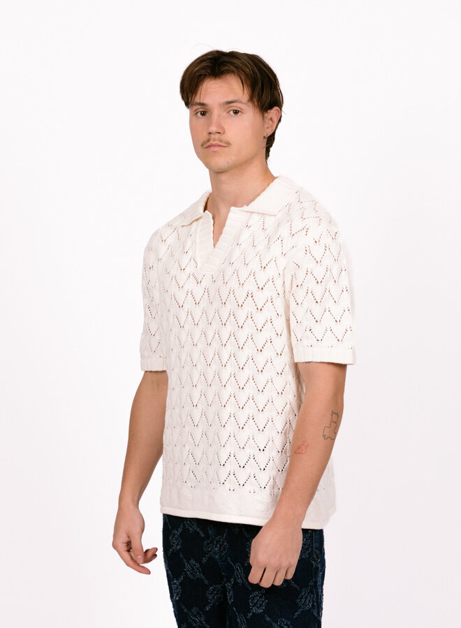 Yinka Relaxed Knit Ss Polo White