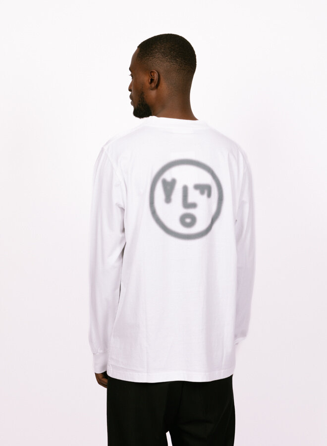 Pixelated Face LS Tee Optical White