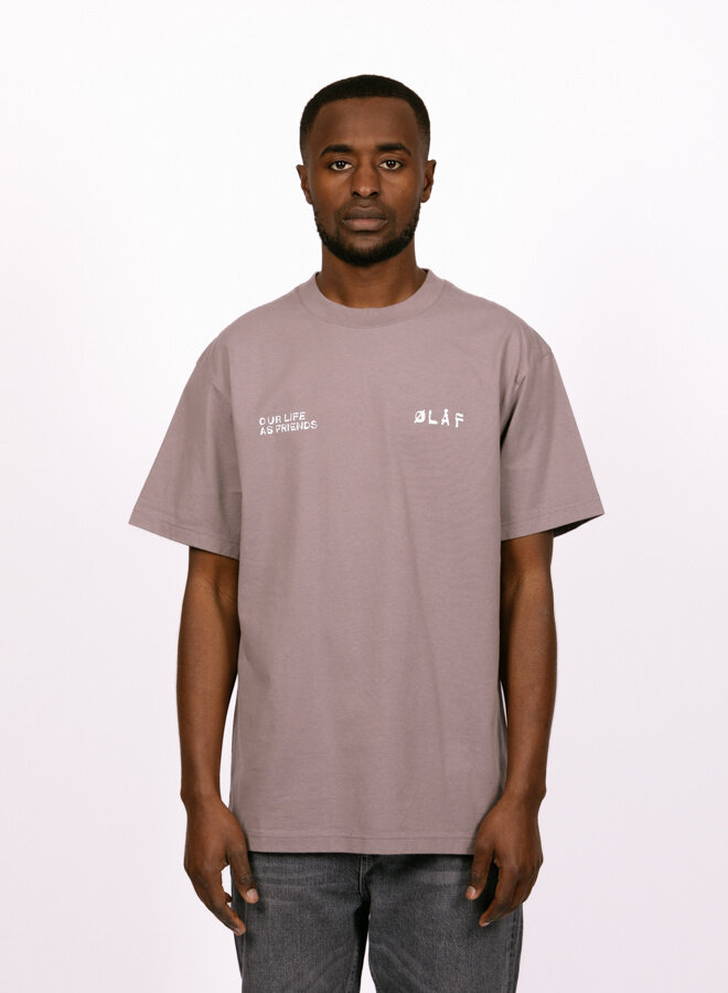 Dual Logo Tee Stone Grey