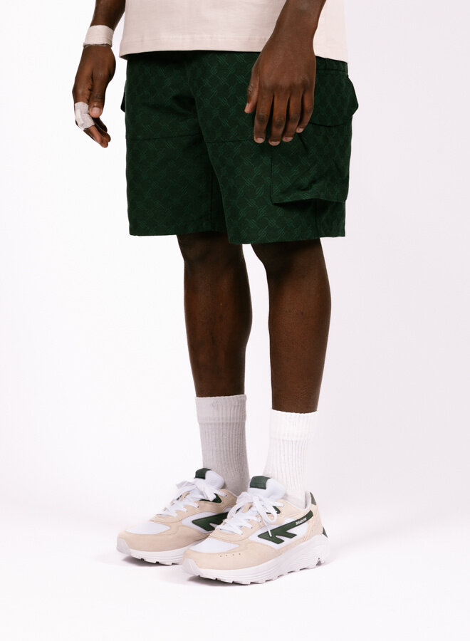 Benji Monogram Cargo Shorts Pine Green