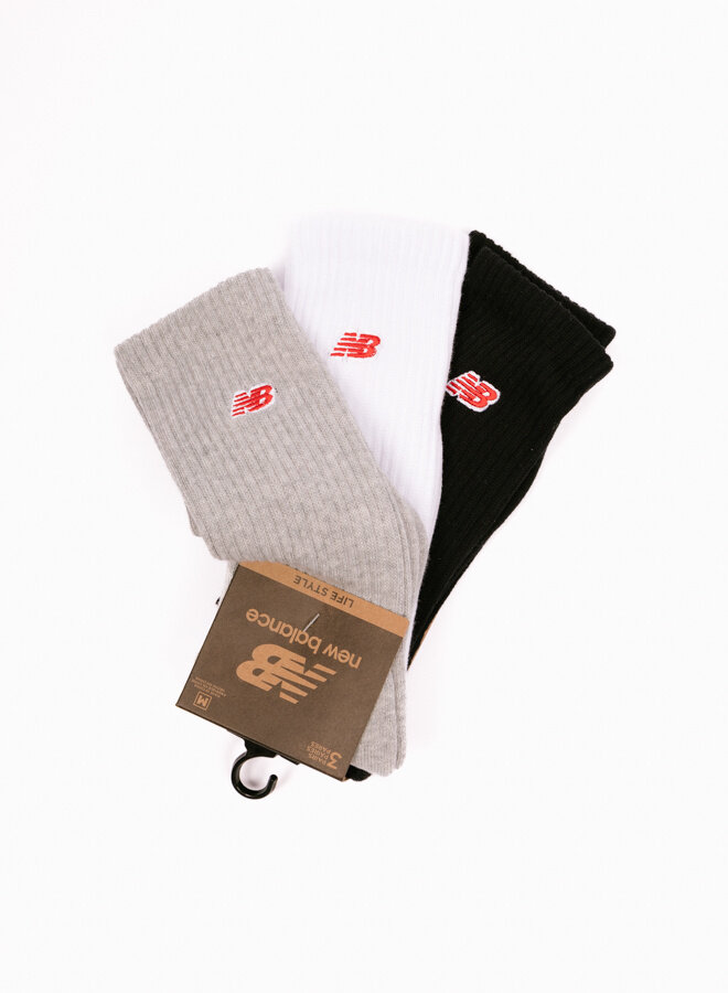 NB Patch Logo Crew Socks 3 Pairs Asorti