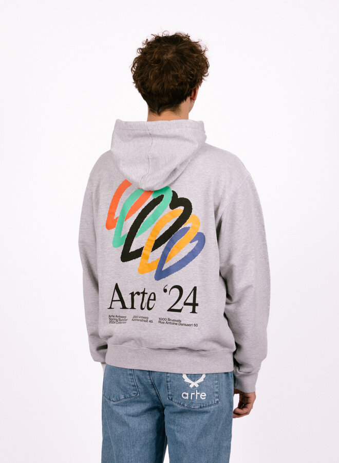 Arte Hank Back Hearts Hoodie Grey