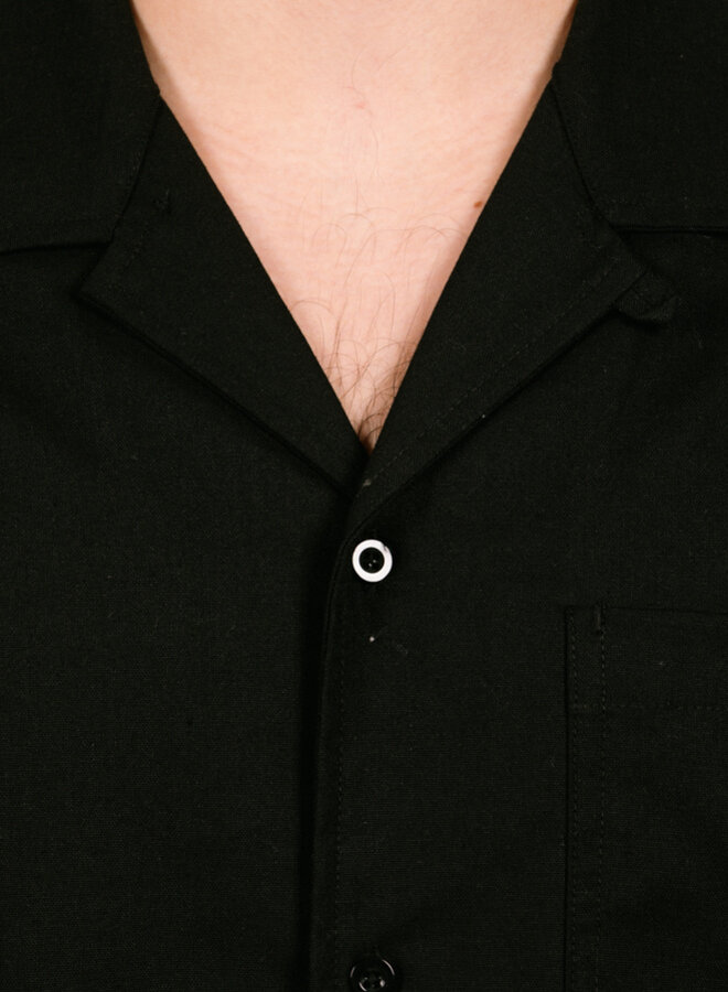 Cotton Linen SS Shirt Black