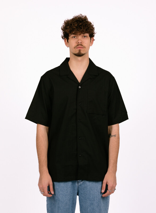 Cotton Linen SS Shirt Black