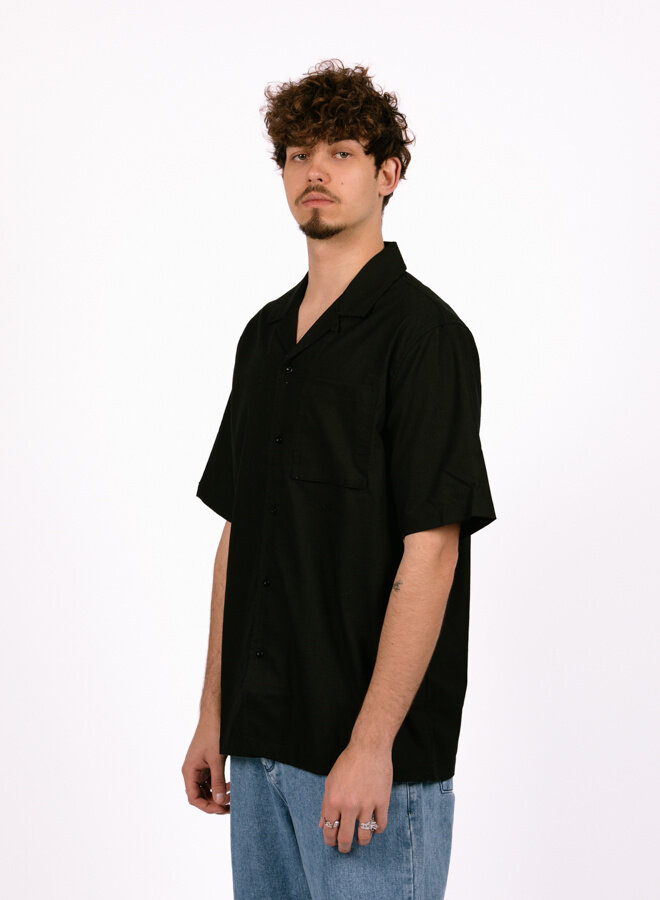 Cotton Linen SS Shirt Black