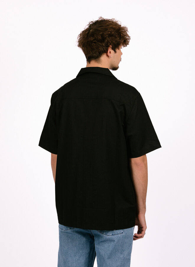 Cotton Linen SS Shirt Black