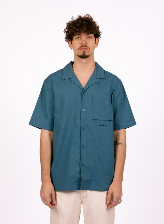 Cotton Linen SS Shirt Ocean Teal