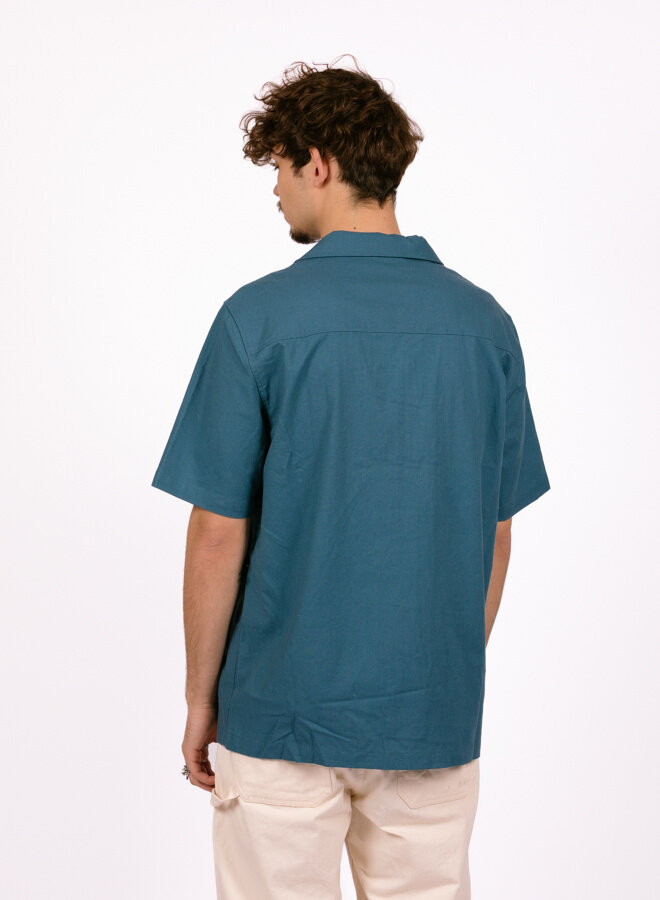 Cotton Linen SS Shirt Ocean Teal