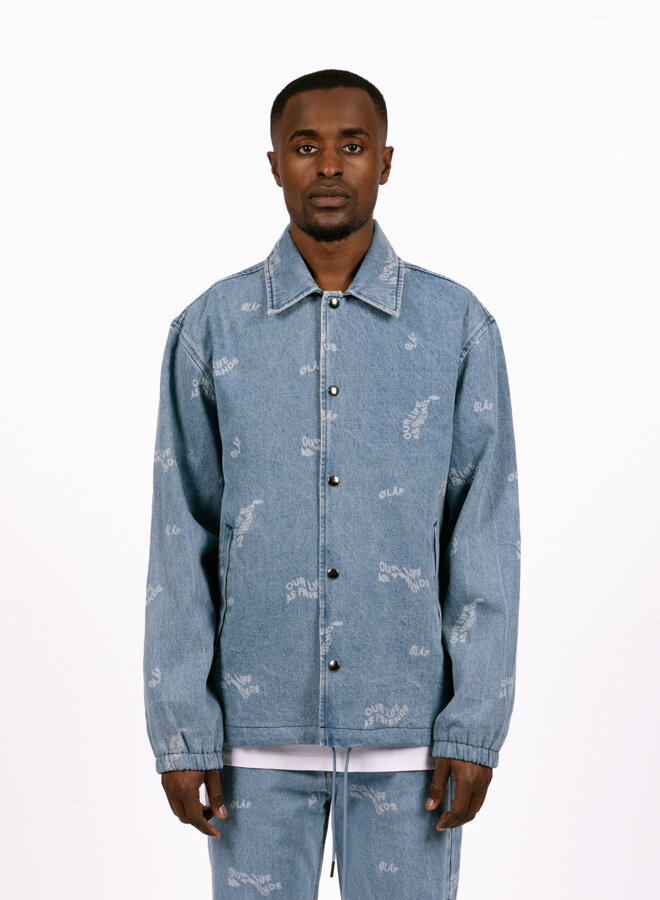 Wavy AOP Denim Coach Jacket