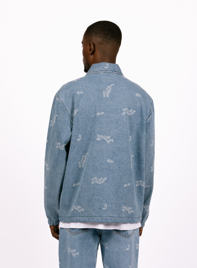 Wavy AOP Denim Coach Jacket