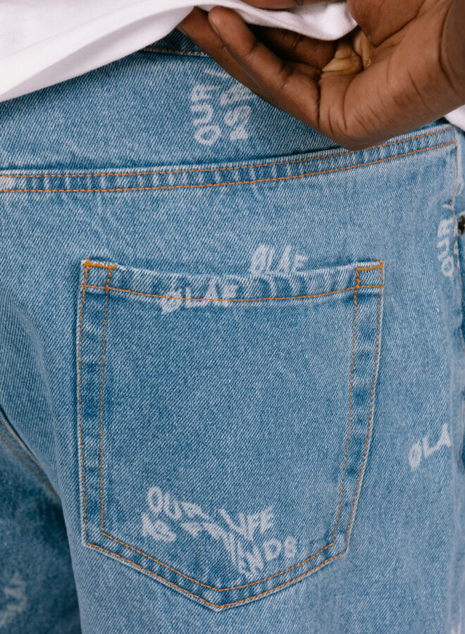 Wavy AOP Denim Pants