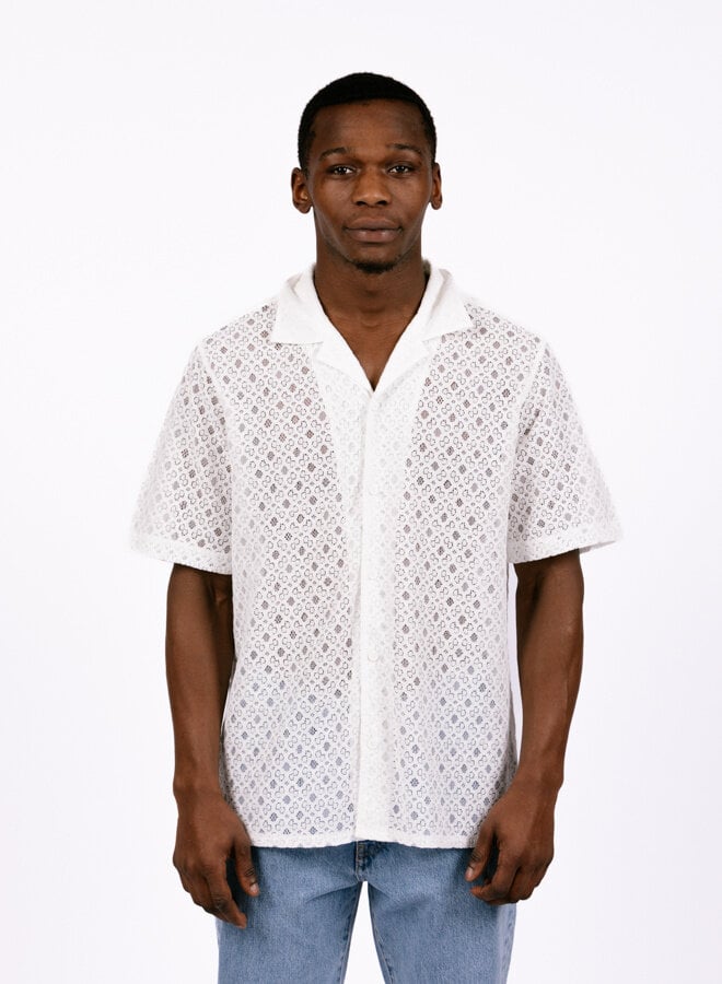 Wax London Didcot Shirt Corded Lace White - GRAIL