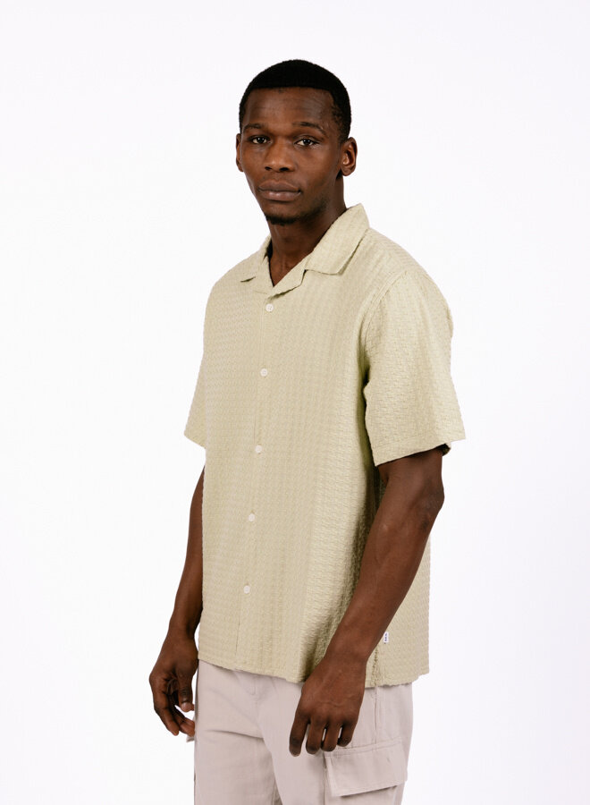 Didcot SS Shirt Texture Wave Stripe Sage