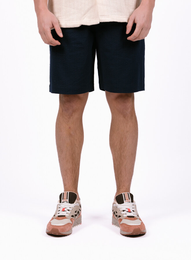 Linton Pleat Short Seersucker Navy