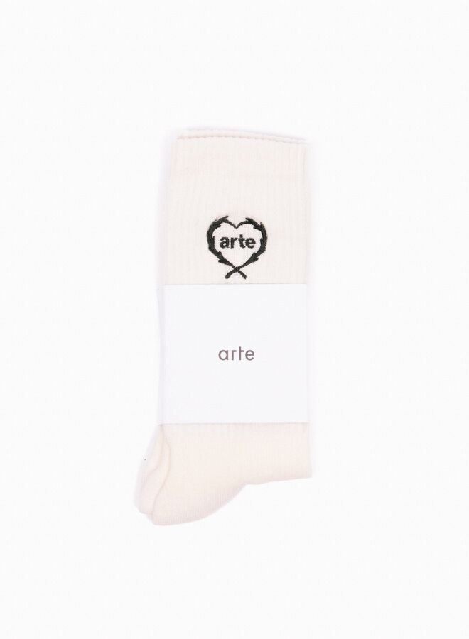 Arte Small Heart Socks Cream