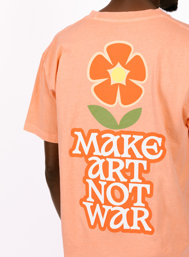 Make Art Not War Flower Pigment T-shirt Pigment Peach Parfait