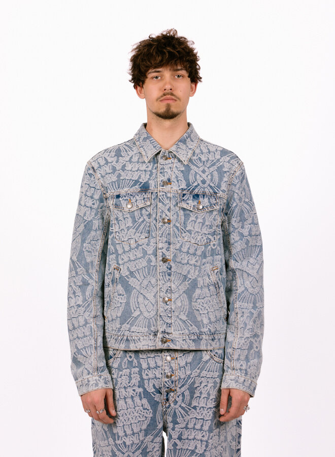 Light Blue Settle Macrame Denim Jacket