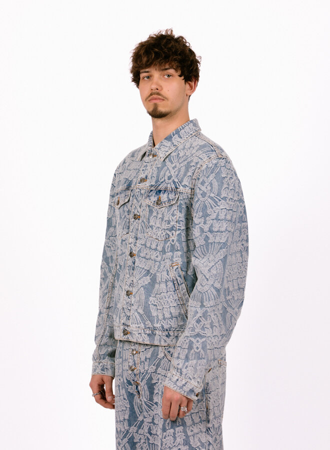 Light Blue Settle Macrame Denim Jacket