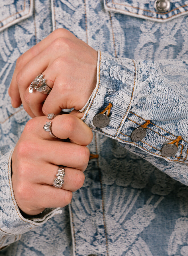 Light Blue Settle Macrame Denim Jacket