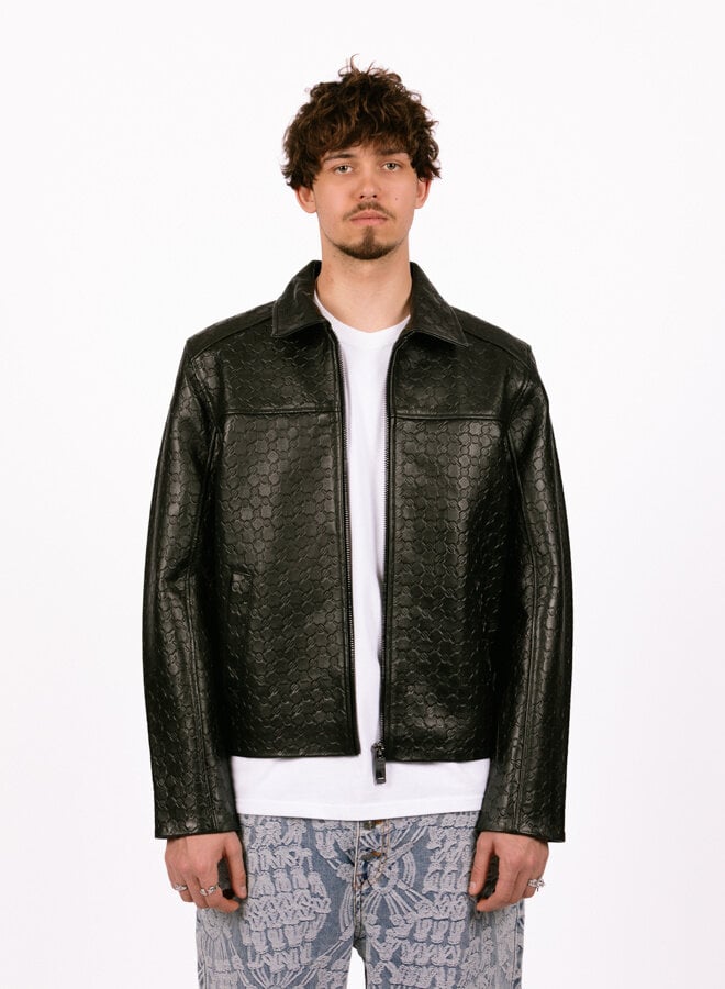 Black Silence Monogram Leather Jacket