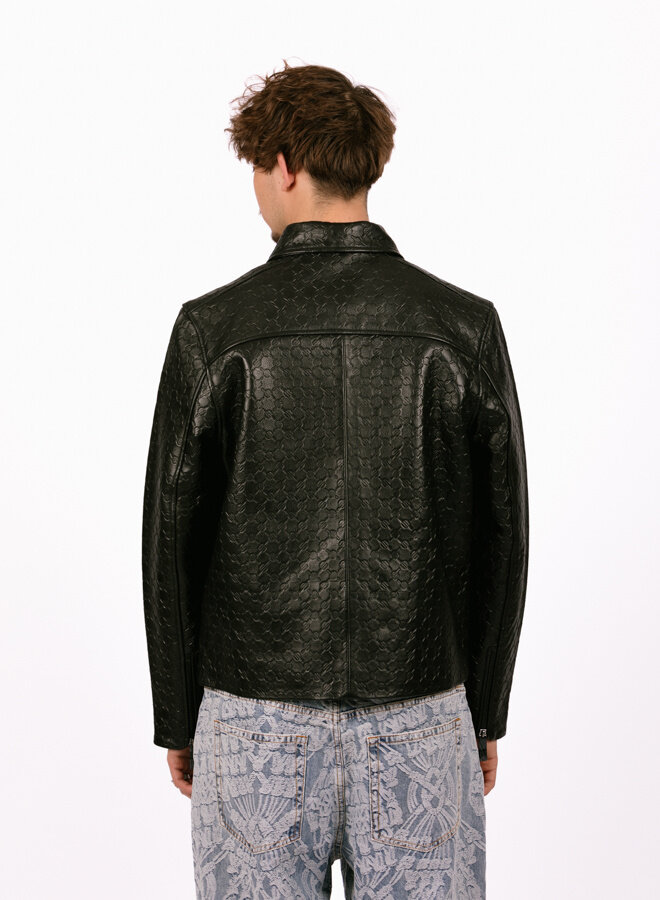 Black Silence Monogram Leather Jacket