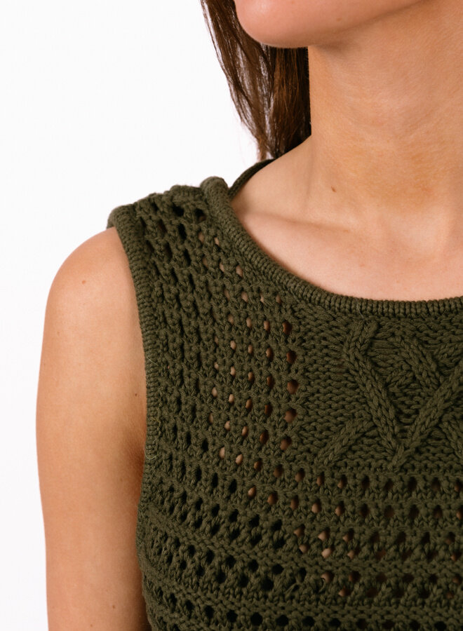 Izara Crochet Dress Army Green