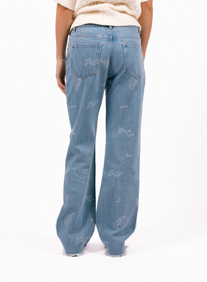 WMN Wavy AOP Denim Pants Light Denim