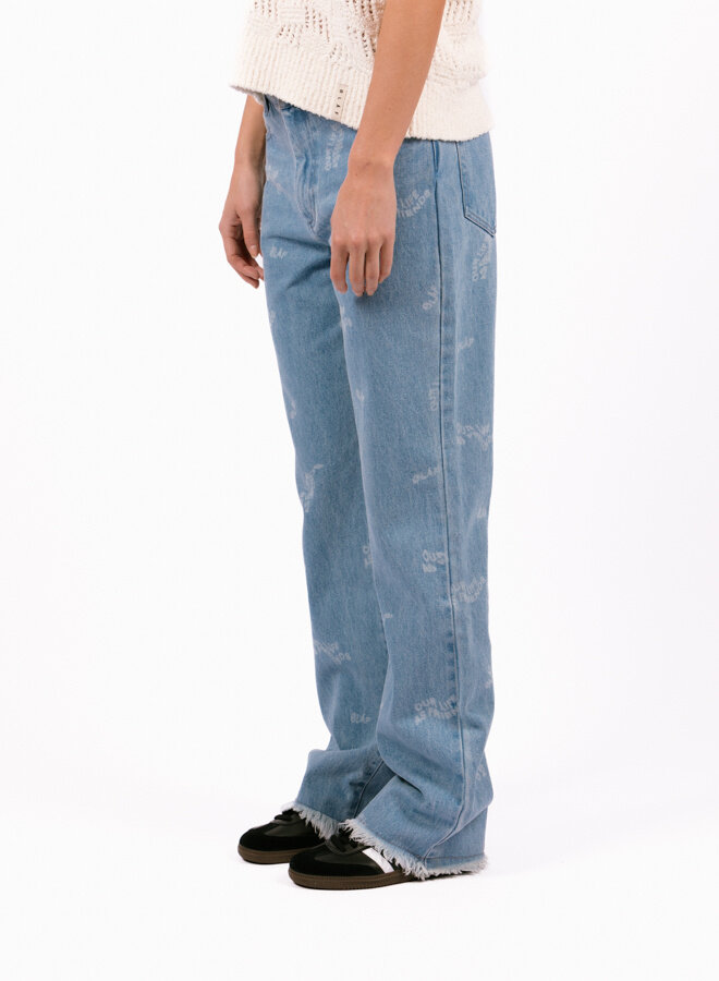 WMN Wavy AOP Denim Pants Light Denim