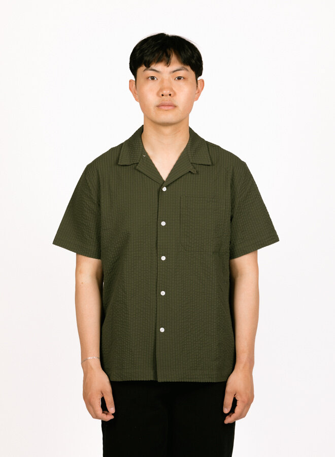 Seersucker Shirt SS Forest Green