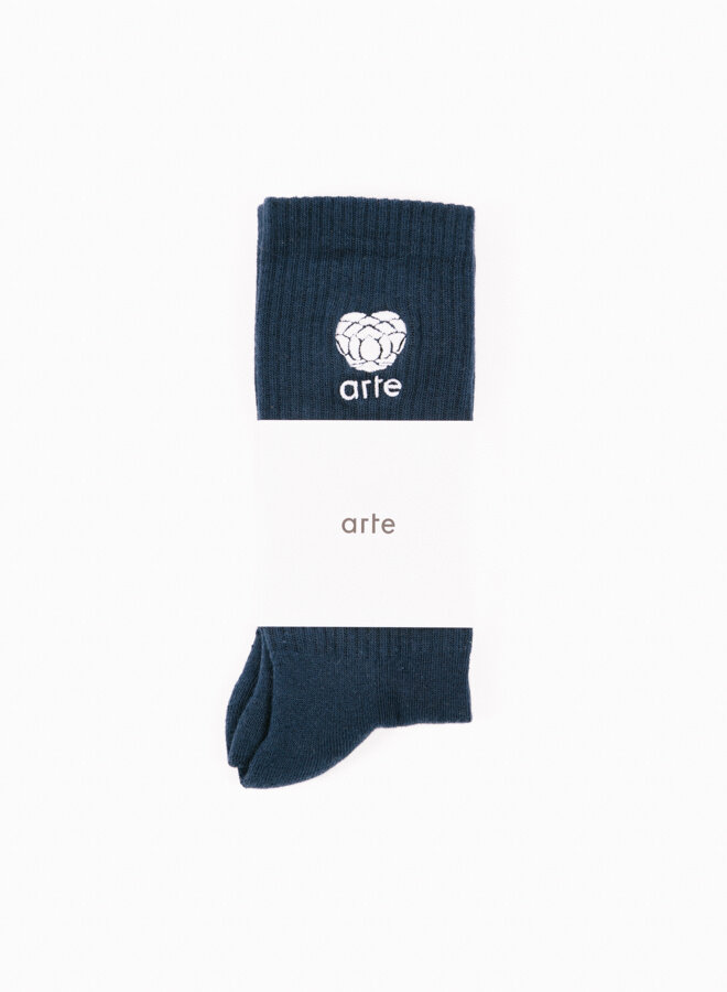 Heart Flower Logo Socks Navy