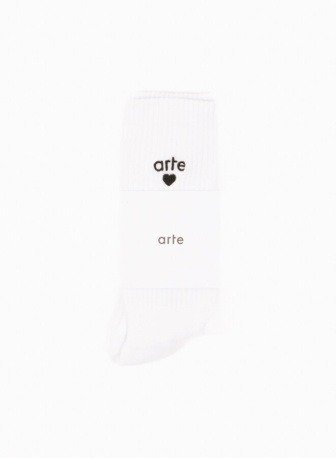 Basic Arte Heart Socks White