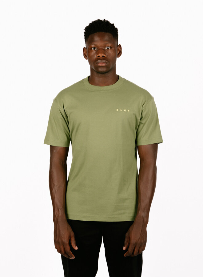 Scribble Face Tee Light Olive