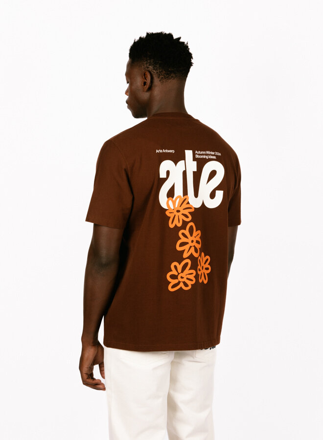 Flowers Back T-shirt Brown