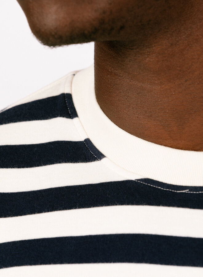 Stripe Sans LS Tee Wit/ Blauw