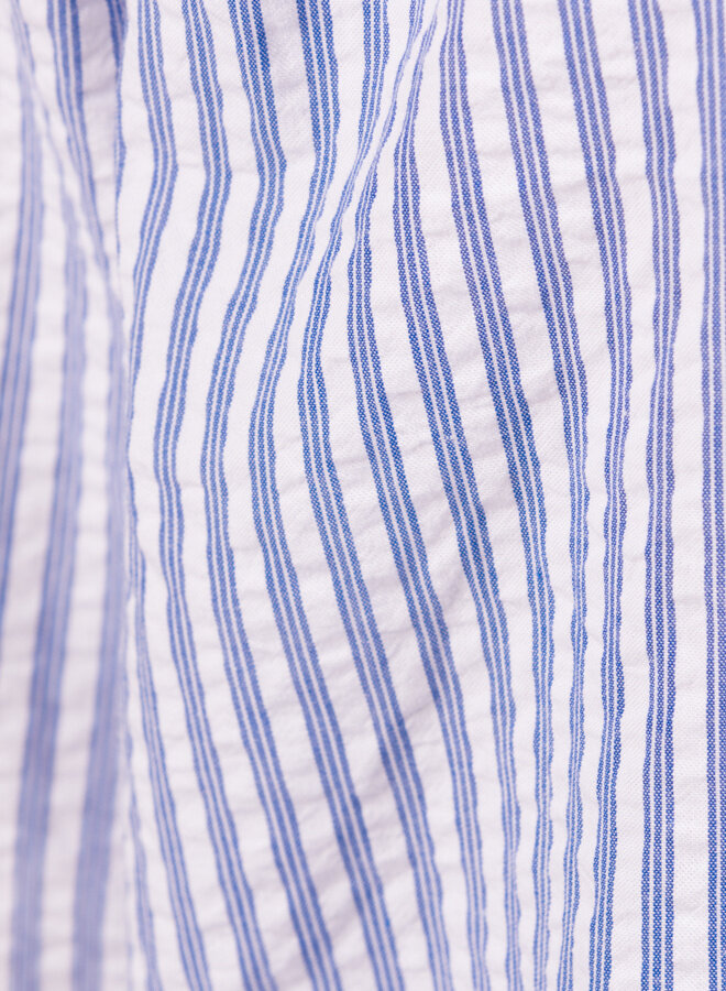 Seersucker Boxy Shirt Blue/White