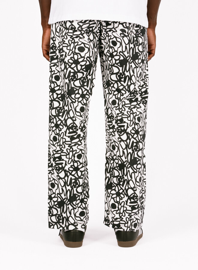 Allover Flowers Pants Black/White