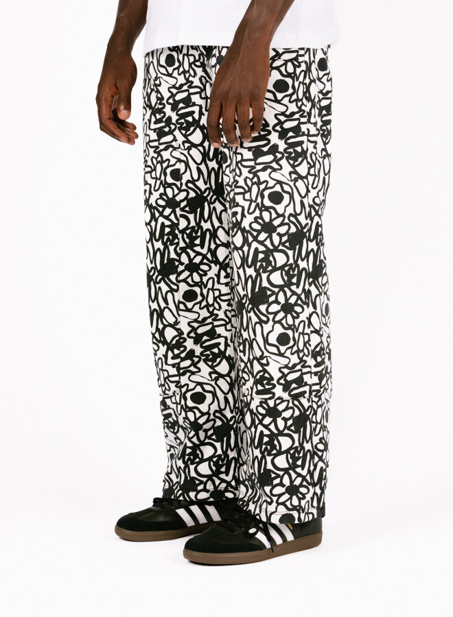 Allover Flowers Pants Zwart/Wit