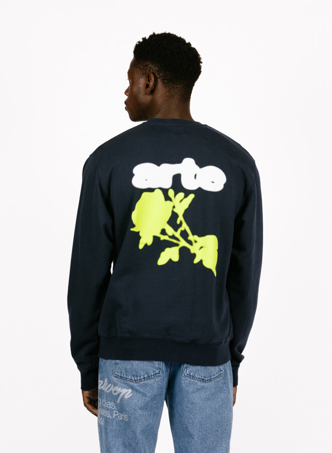 Blur Flower Crewneck Navy