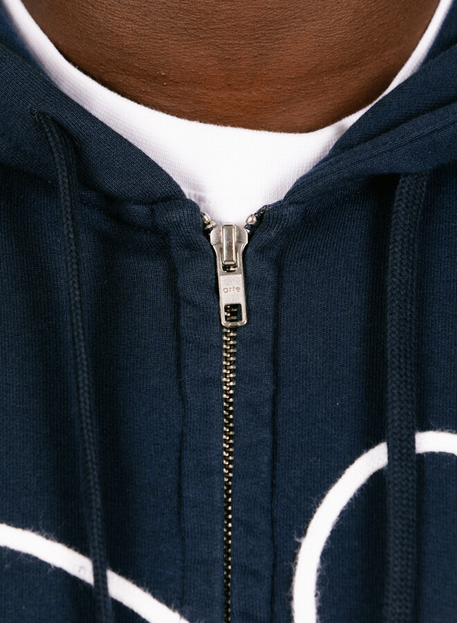 Flower Logo Zip Hoodie Navy