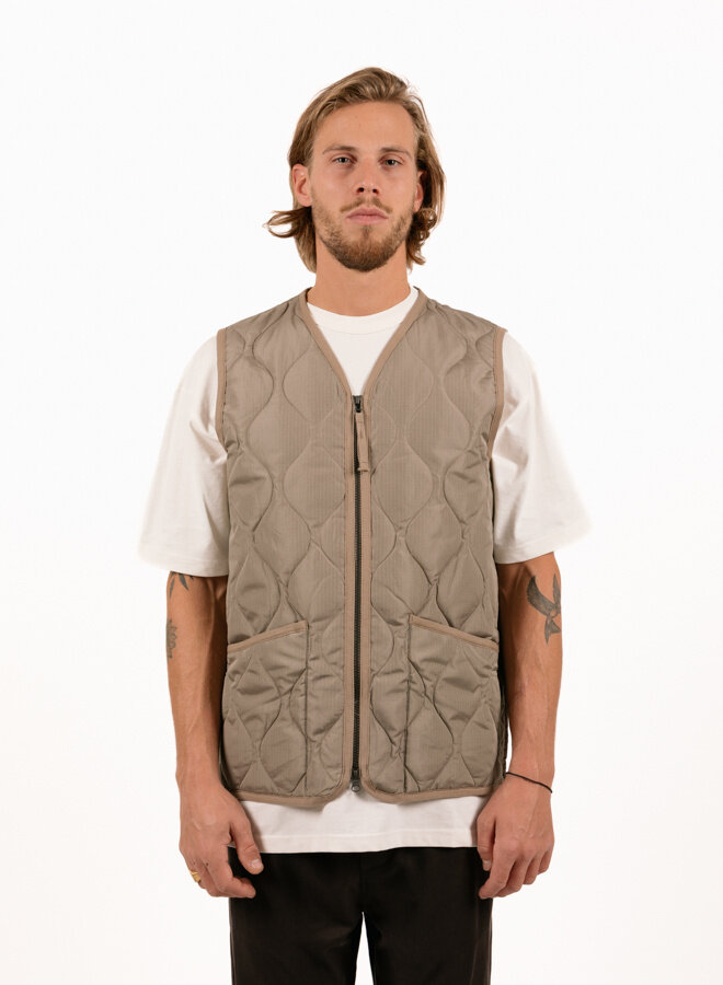 Taion Unisex Military Zip V-Neck Down Vest Light Mocha TAION Taion Unisex Military Zip V-Neck Down Vest Light Mocha TAION