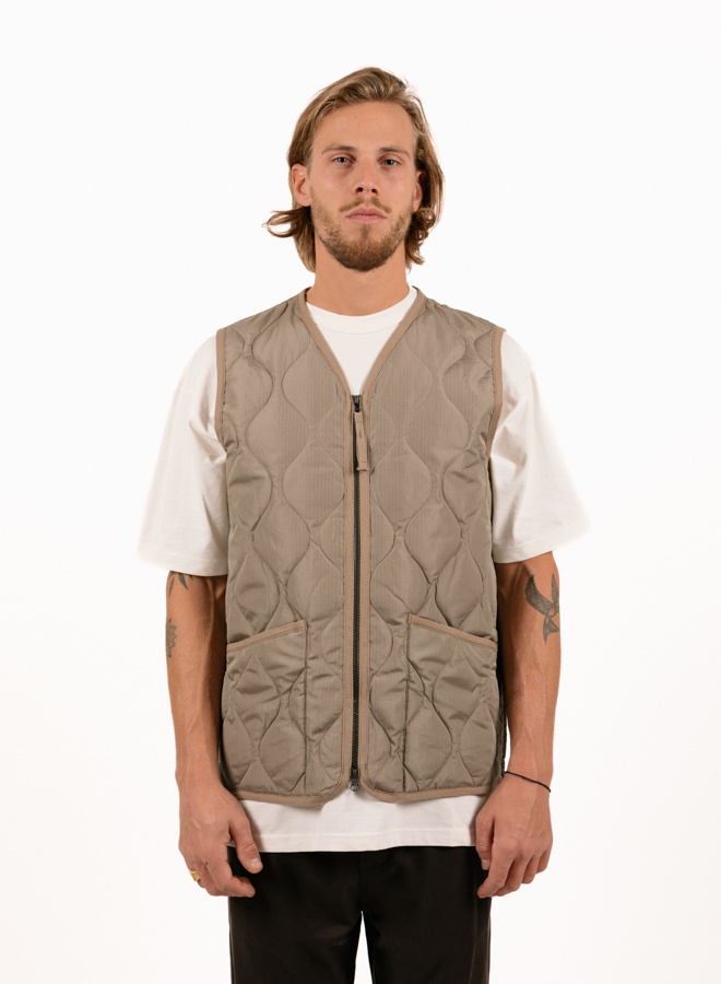 Taion Unisex Military Zip V-Neck Down Vest Light Mocha TAION Taion Unisex Military Zip V-Neck Down Vest Light Mocha TAION