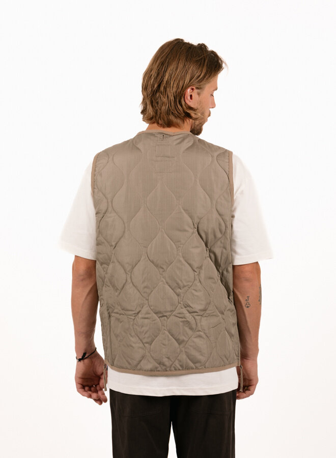 Taion Unisex Military Zip V-Neck Down Vest Light Mocha TAION Taion Unisex Military Zip V-Neck Down Vest Light Mocha TAION