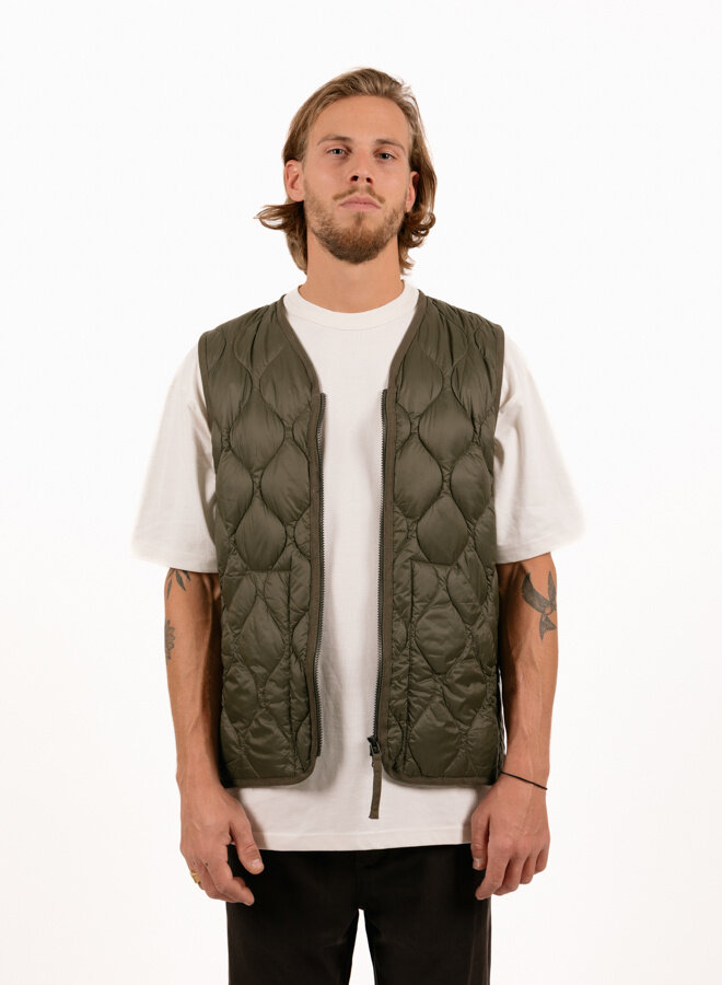 ☆cocoa☆【 TAION 】LONG DOWN GILET Military Zip V Neck Down Vest in Charcoal - Taion | Afura Store