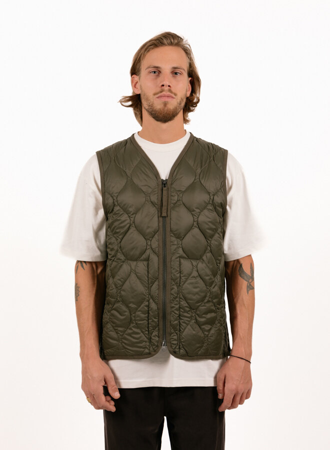 Taion Unisex Military Zip V-Neck Down Vest Dark Olive TAION Taion Unisex Military Zip V-Neck Down Vest Dark Olive TAION