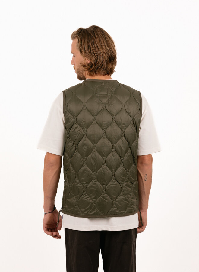 Taion Unisex Military Zip V-Neck Down Vest Dark Olive TAION Taion Unisex Military Zip V-Neck Down Vest Dark Olive TAION